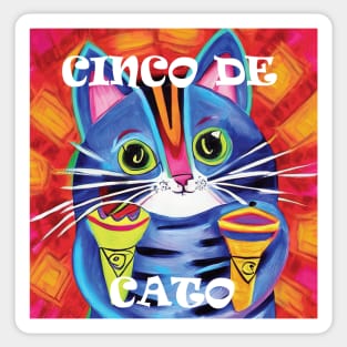 Cinco De Cato, Blue Cat Playing Maracas Music Sticker